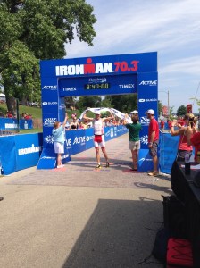 Volunteering at the finishline, got to see the first athletes finish the race.
