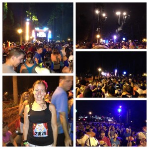 Still dark, lots and lots of people waiting to run.