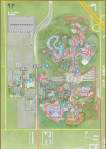 Disneyland 10K route is in pink, most of it is in the park.