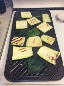 Getting the zucchini ready 