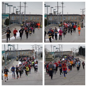 runners coming over the bridge
